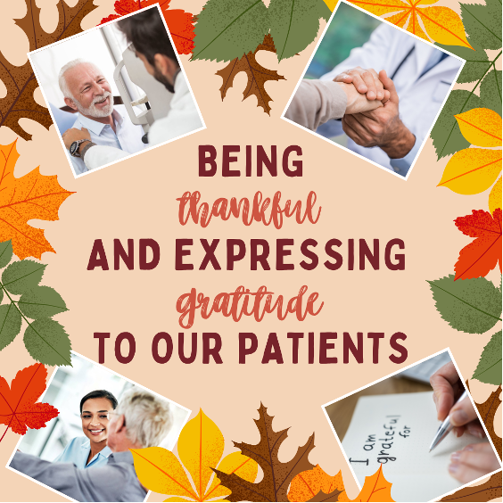 Blog title with images of patients and fall leaves